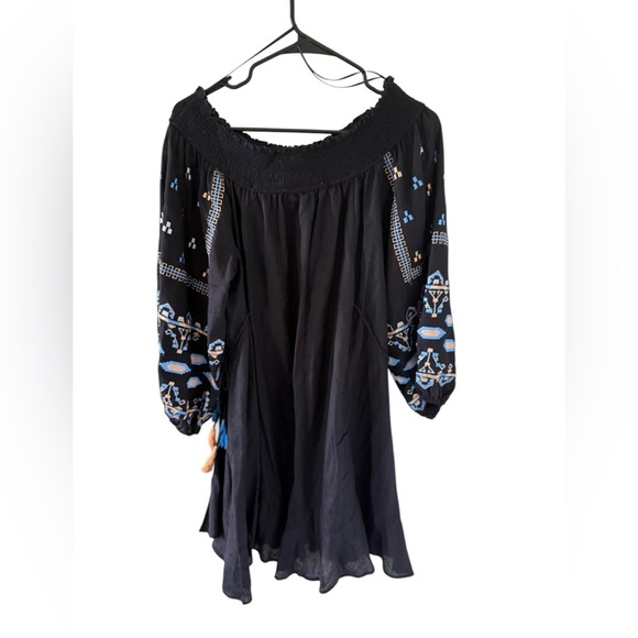 Anthropologie NEW Ranna Gill Grete Embroidered Navy Dress - Picture 7 of 8